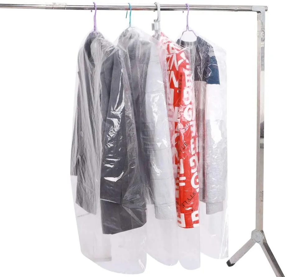 肩の形の穴あき衣服布バッグ防塵再利用可能な透明なプラスチックスーツカバー