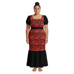 Vestido Samoano de Moda Hawaiana para Mujer, con Lazos, Ropa Polinesia para Fiesta, Baile de Graduación, Vestidos de Sirena con Estampado Tribal Tapa - Product Image 6