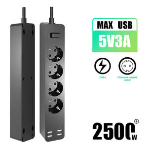 Regleta de alimentación estándar de la UE, puertos USB, toma de corriente con salidas de 3AC y 4 cables de extensión blancos, 10 tomas, cable de extensión de 1,5 m - Product Image 3