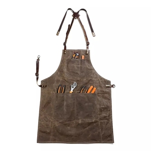 En stock de lona de cera con <span class=keywords><strong>delantal</strong></span> de <span class=keywords><strong>cuero</strong></span> de trabajo vestido retro de jardinería al aire libre barbacoa <span class=keywords><strong>delantal</strong></span> - Product Image 4