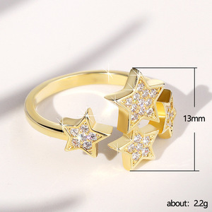 Anello Aperto con Zircone a Stella, Gioiello da Dito Femminile Elegante e alla Moda per Uso Quotidiano - Product Image 5