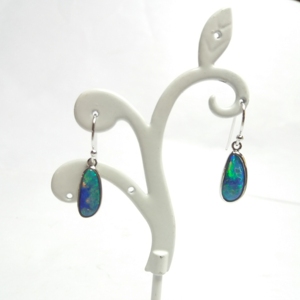 Boucles d'oreille plaqué argent, boucles d'oreille en pierre précieuse, luxueux, couleur opale, artisanat, livraison gratuite - Product Image 4