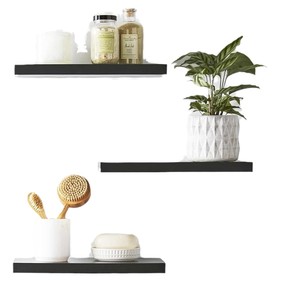 <span class=keywords><strong>3</strong></span> عبوات أرفف سوداء عائمة مع قوس غير مرئي للحمام - Product Image 1