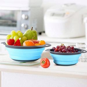 Juego de coladores de cocina, juego de coladores plegables, coladores de cesta de alimentos plegables, escurridor de cocina para escurrir Pasta, verduras - Product Image 3