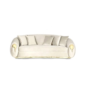 Sofá Italiano Minimalista <span class=keywords><strong>Bocado</strong></span> Lobo para el Hogar, Sofá Triple de Cuero Genuino para Sala de Estar, Sillón Metálico para Villa - Product Image 1