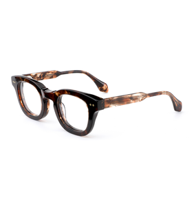 Elegante tortuga y Negro redondo negrita Marco de acetato diseñador Unisex <span class=keywords><strong>moda</strong></span> diaria visión duradera gafas ópticas - Product Image 1