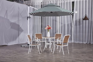 Square or Round Style Outdoor Side Pole <strong>Patio</strong> Cantilevet <strong>Umbrella</strong> With Marble Base - Product Image 6