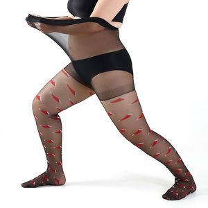 Collants Jacquard <span class=keywords><strong>Femme</strong></span> Grande Taille 30 Deniers à Motif Père Noël Transparent Personnalisé, Taille Haute avec Bout Renforcé - Product Image 6