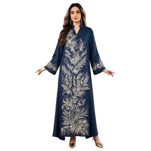 Vestido largo de <span class=keywords><strong>talla</strong></span> <span class=keywords><strong>grande</strong></span> con lentejuelas, estilo étnico, elegante, con adornos brillantes, de material de calidad, para viajes, moda del Golfo, Eid, OEM/ODM. - Product Image 5