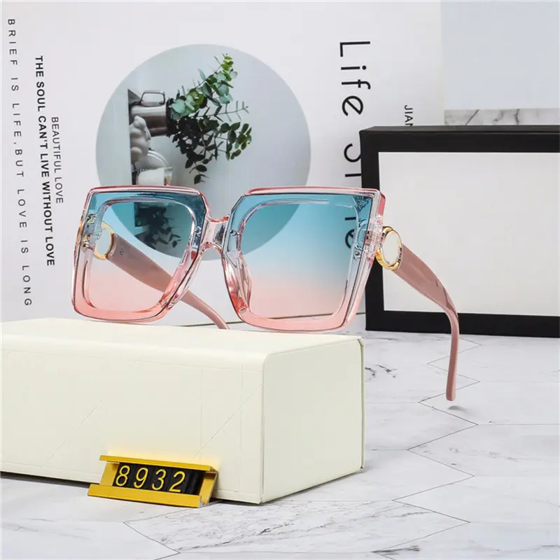 New GG 8932 Luxury Famous Brands Designer Shades Square Women Sunglasses Big Size Frame Sun Shades Glasses Men UV400