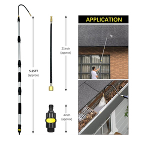 VITOP Perche télescopique en aluminium de 1,58 m pour le <span class=keywords><strong>nettoyage</strong></span> des gouttières avec commande par bouton-poussoir, écologique et réutilisable pour le <span class=keywords><strong>nettoyage</strong></span> des gouttières de toit - Product Image 2