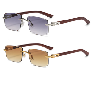 Occhiali da sole quadrati rettangolari in stile classico stile personalità senza cornice in metallo dorato alla moda occhiali da uomo senza montatura - Product Image 6