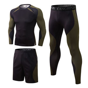 Ropa deportiva personalizada para gimnasio, traje ajustado de manga larga, ropa deportiva para gimnasio, conjunto de entrenamiento de 3 piezas para hombre - Product Image 3