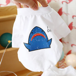 Teddy Bichon kaos putih baju anjing baju katun lengan pendek musim panas pakaian hewan peliharaan nyaman bernapas dengan pola cetak kustom - Product Image 6