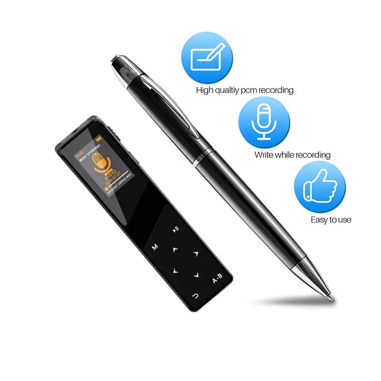 2023 Custom Smart Voice Activated Recorder Pen Portable Handheld Sound Recorder with MP3 Player
