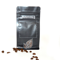 Bolsas de café negras biodegradables Bio Pla con válvula y cremallera Embalaje de papel personalizado Bolsa de granos de café de fondo plano