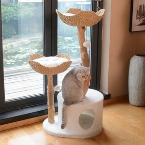 Mewah Morden alam kayu padat kucing pohon rumah pohon goresan menara pohon untuk kucing besar lantai kucing memanjat pohon furnitur dalam ruangan - Product Image 3