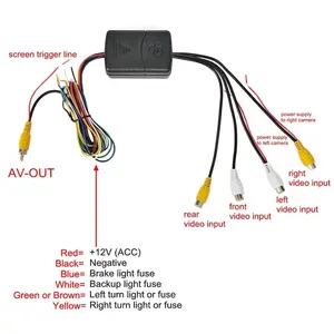 KIT DIY 4 cámaras en 1, caja convertidora de canal combinador de imagen de Control de vídeo para sistema de conducción de coche, vista delantera trasera izquierda derecha - Product Image 3