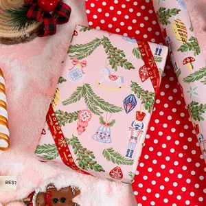 Christmas <b>Wrapping</b> <b>Paper</b> Pink Holiday Design 17 In X 32.8 Ft Reversible Gift Wrap For Craft - Product Image 2