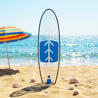 Planche de Stand Up Paddle transparente nouvelle conception, très vendue, avec pagaie verticale et lumière LED pour 1 personne, idéale pour le tourisme