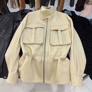 Giacca in Vera Pelle di Pecora per Donna, Autunno 2026, Elegante Cappotto Lungo Oversize con Colletto Alto - Product Image 6