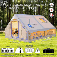 Tente de camping gonflable pour 8 à 10 personnes, 129 pieds carrés, grande tente double couche quatre saisons en tissu Oxford avec poêle
