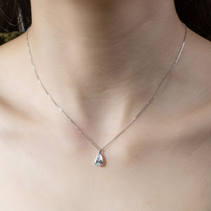 Collares de diamantes cultivados en laboratorio Messi Jewelry MSN-952 de 1 quilate, redondos, de oro blanco de 9 quilates, a la moda, en stock. - Product Image 4