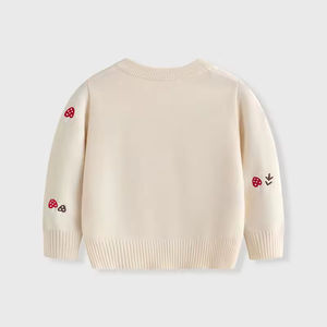 เสื้อคาร์ดิแกนถักสไตล์เกาหลีสำหรับเด็กผู้หญิง รุ่นฤดูใบไม้ผลิและฤดูใบไม้ร่วง ผ้าฝ้ายบางปักลาย คอทรงกลม เสื้อคลุมเด็ก - Product Image 3