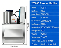 Machine à glace en paillettes fines de grande capacité, 200 kg à 20 tonnes par jour, contrôlée par PLC, usage commercial