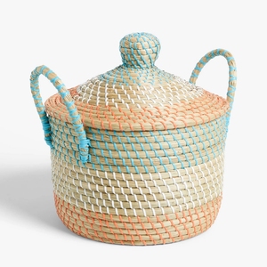 Cesta de Almacenamiento Multifuncional Ecológica de Jacinto de Agua y Pasto Marino, con Tapa, Tamaño y Logotipo Personalizables, para Organización del Hogar - Product Image 4