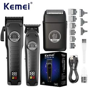 Kemei-Cortadora de pelo eléctrica inalámbrica recargable por USB, juego de cortadora de pelo profesional de peluquero, de fabricante, de 2, 2, 2, 2, 2