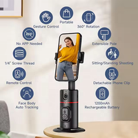 Supporto per Telefono con Tracciamento Facciale AI, Treppiede Selfie con Rotazione a 360° per Vlog e Streaming Live