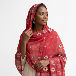 Wholesale Custom Floral Embroidery Lightweight Breathable <b>Chiffon</b> Women Shawl Daily Wear <b>Scarf</b> Wrap Bulk - Product Image 1