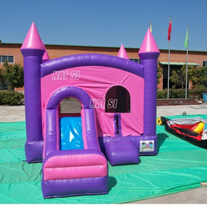 Château gonflable rose et violet avec toboggan, structure de saut combinée pour enfants, idéal pour la <span class=keywords><strong>location</strong></span> de fêtes - Product Image 4