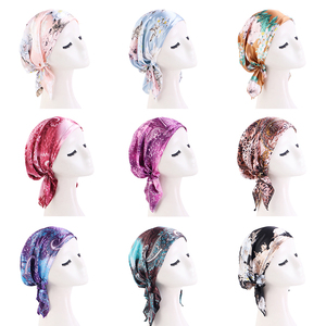 Turbante de satén con estampado personalizado, Bandana de diseñador, ropa para la cabeza, Cachemira, preatado, para quimio, árabe, venta al por mayor - Product Image 4