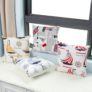 Marine Style <b>Throw</b> <b>Pillows</b> Cotton Linen Square Removable Cushions For Sofa Home Decor - Product Image 2