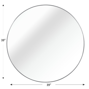 กระจกติดผนังทรงกลมกรอบโลหะสีเงินขนาด 39 นิ้วสำหรับตกแต่งห้องน้ำ - Product Image 4