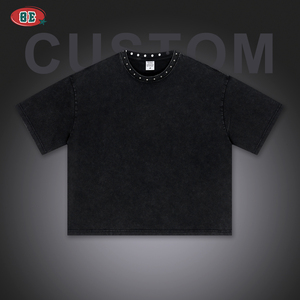 Camiseta <span class=keywords><strong>Negra</strong></span> Extra Grande Personalizada, de Corte Cuadrado, 285 g/m², Estilo Urbano Vintage, Talla Grande para <span class=keywords><strong>Hombre</strong></span>, Manga Corta - Product Image 1