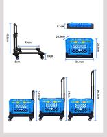 Tianyu ventilé caisse pliable pas d'assemblage poignée rétractable roues pivotantes à 360 degrés chariot d'épicerie utilitaire en plastique pliant 3.72kg
