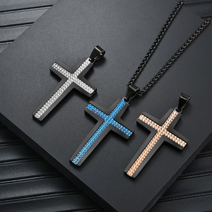 Original Titane Acier Sculpté Motif Pendentif Nouveau Polyvalent Croix Collier Hommes Personnalisé Mode - Product Image 1