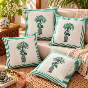 Fundas de cojín de algodón estampadas a mano, suaves, transpirables y decorativas para la decoración de dormitorios en casas tradicionales y modernas. - Product Image 4