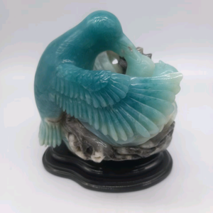 Sculpture d'oiseau en quartz bleu, art populaire, pour cadeaux de fêtes BJ427 - Product Image 1