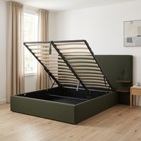 Lit de style européen moderne Willsoon en lin de luxe, avec rangement, disponible en tailles Queen et King, avec matelas et table de chevet