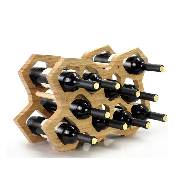 Wall-Mounted Hanging bamboo Wine rack With Glass Holder