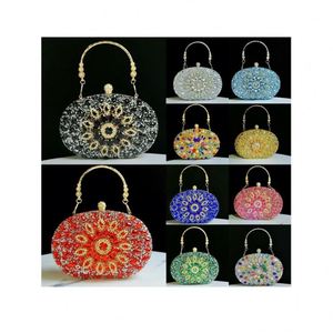 派对舞会玫瑰花形水晶手提包 闪亮亮片钱包 水晶手拿包 - Product Image 4