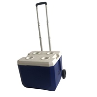 Hs refroidisseur en plastique 30L coffre à glace refroidisseur dur avec roues roulant avec logo promotion garder article refroidissement poitrine refroidisseur de nourriture