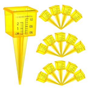 2 in 1 Yellow Transparent Rain <b>Gauge</b> & Hygrometer Plastic Outdoor <b>Measuring</b> <b>Tool</b> for Garden Lawn Sprinkler - Product Image 4