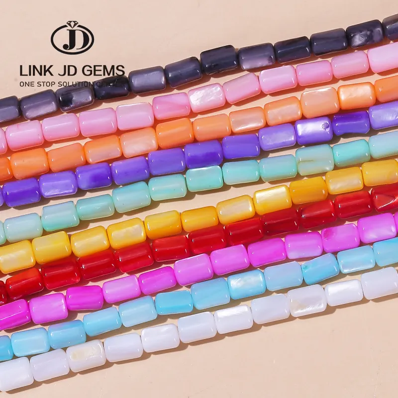 JD 3*5mm Natural Shell Bead Multi Dyed Color Mother Of Pearl Shell Cylindrical Shape Bead For Jewelry Making Diy Necklace Access