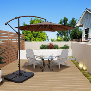 <span class=keywords><strong>Parasol</strong></span> moderne coupe-vent anti-<span class=keywords><strong>UV</strong></span>, <span class=keywords><strong>parasol</strong></span> d'extérieur, <span class=keywords><strong>parasol</strong></span> de piscine rond brun avec manivelle et base - Product Image 1