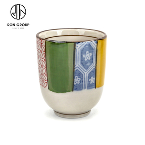 Taza de café japonesa de 3 pulgadas, Taza de cerámica de vidrio liso sin mango, borde roto, Vintage, mate - Product Image 1